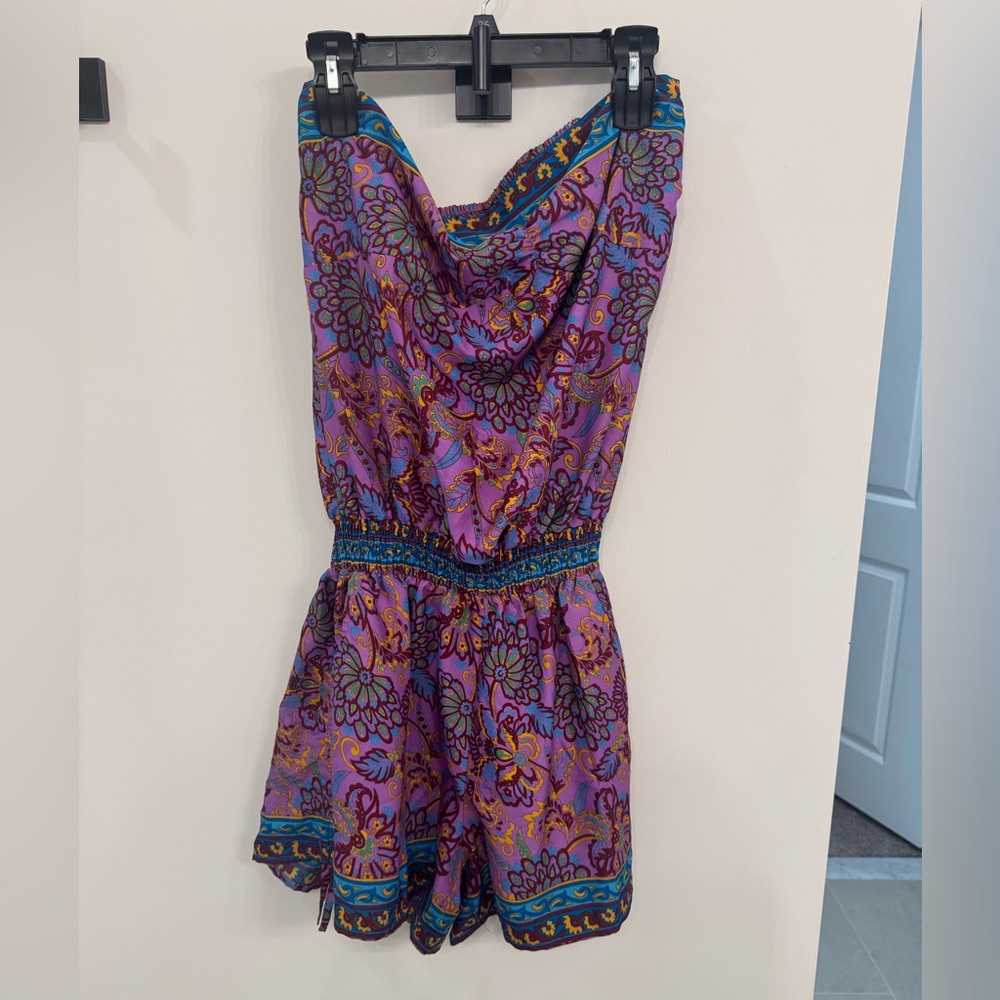 Bohemian Purple and Blue Jumpsuit with Paisley Print